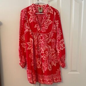 Red and Pink Floral Tunic